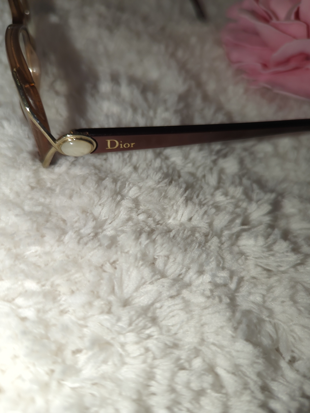 Dior Vintage Brown and Gold Pearl Insets Eyeglasses Frames Only Prescription
